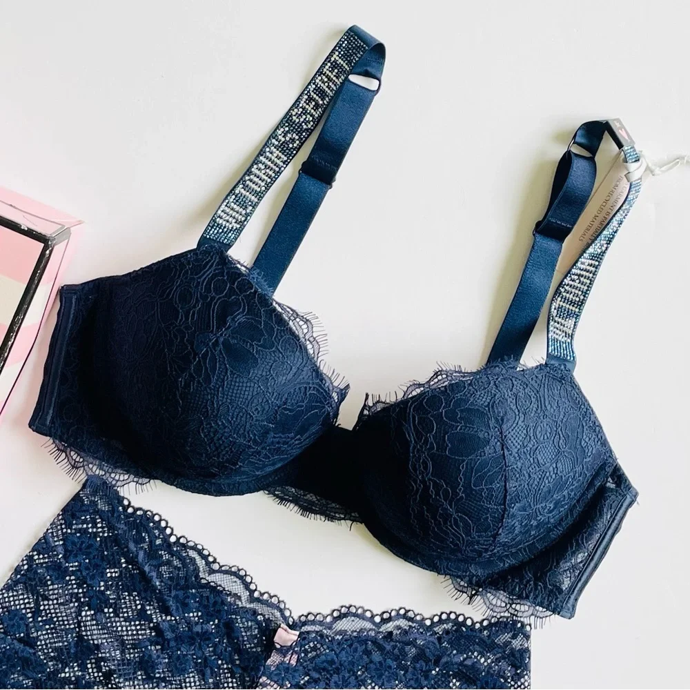 36C SMALL Victoria’s Secret navy bra set